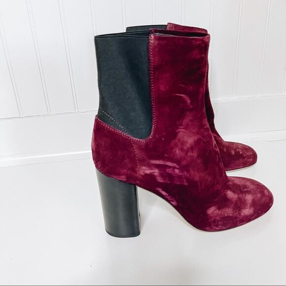 Rag & Bone Agnes Velvet Suede Chelsea Booties in Red $575 - Picture 3 of 8